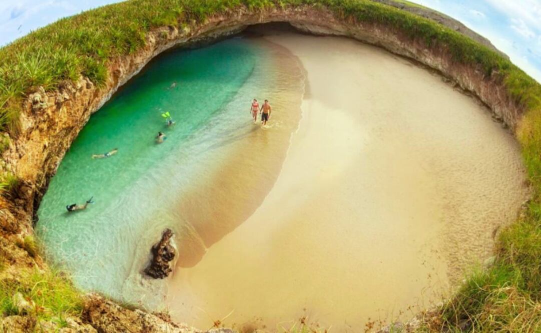 La Playa del Amor, del Parque Nacional Islas Marietas, abrió nuevamente al público. Queda prohibido el buceo. (Foto: OCV Riviera Nayarit)
