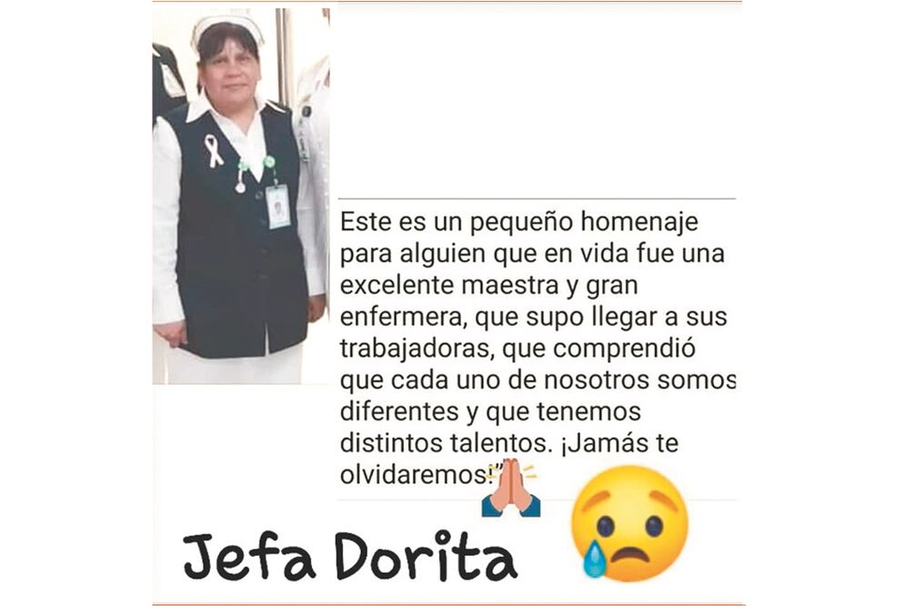 Reco nocimiento. Dora, quien era subjefa de Enfermeras en la Clínica 71, recibió muestras de cariño en redes sociales. Foto: TOMADA DE FACEBOOK