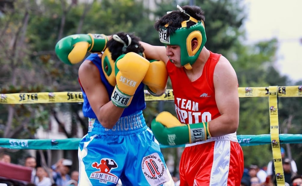 Jornada “Boxeo por la Paz: Ring de Campeones” que se llevó a cabo en el Barrio de en la Plaza Tlaxcoaque, en la alcaldía Cuauhtémoc. Foto: especial