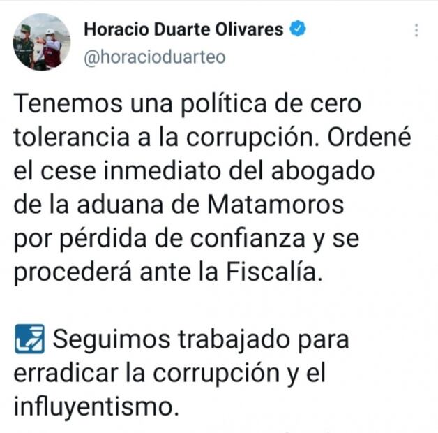 Cesan a funcionario de aduana tras supuesta extorsión a comerciante en Matamoros 
