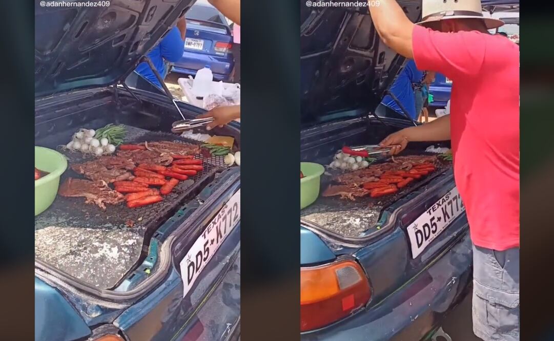 Un grupo de amigos utilizó la cajuela de su auto como asador de carne y su video ha llamado mucho la atención. Foto: TikTok @adanhernandez409