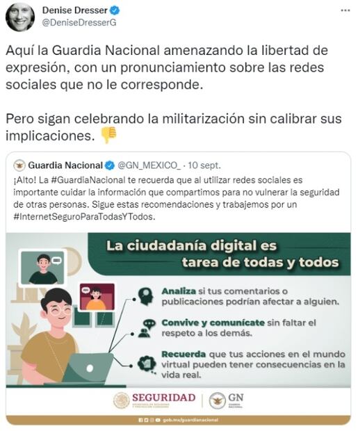 “¿Es recomendación o amenaza?”: Cuestionan “recomendaciones” de la Guardia Nacional sobre comentarios en redes