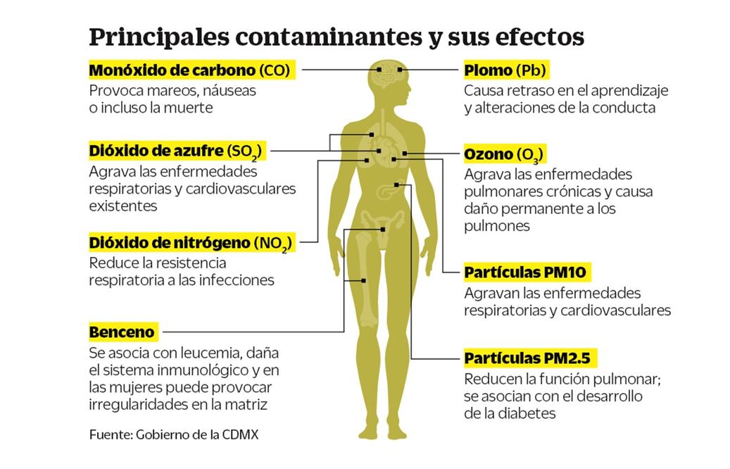 Ilustración: Principales contaminantes y sus efectos 
