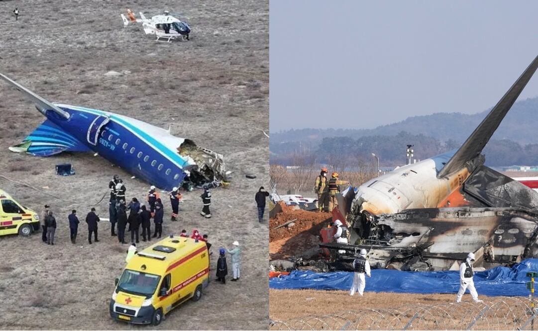 De Rusia a Corea del Sur; estos son los 5 accidentes aéreos que han marcado diciembre de 2024. Foto: EFE y redes sociales