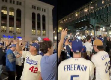 Afición de los Dodgers se apodera de New York y celebra con música mexicana afuera de Yankee Stadium