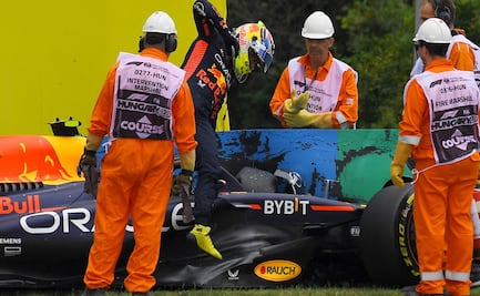 Checo Pérez chocó a los tres minutos en la P1 del Gran Premio de Hungría