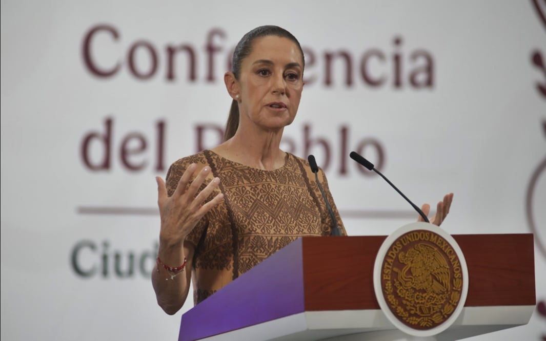 La presidenta Claudia Sheinbaum en la mañanera del 9 de mayo de 2025. Foto: Carlos Mejía/EL UNIVERSAL