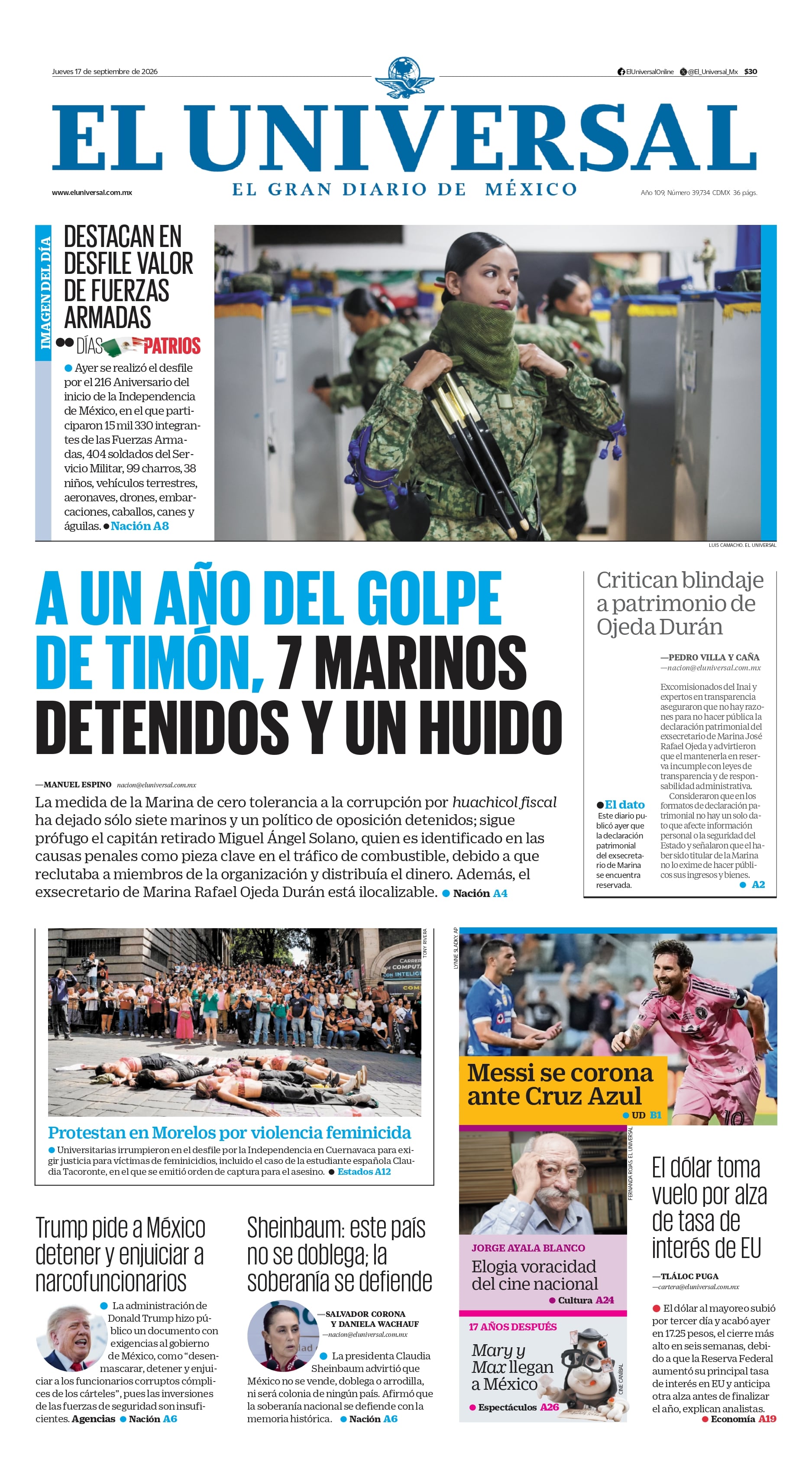 Portada impresa del 17 de septiembre de 2026