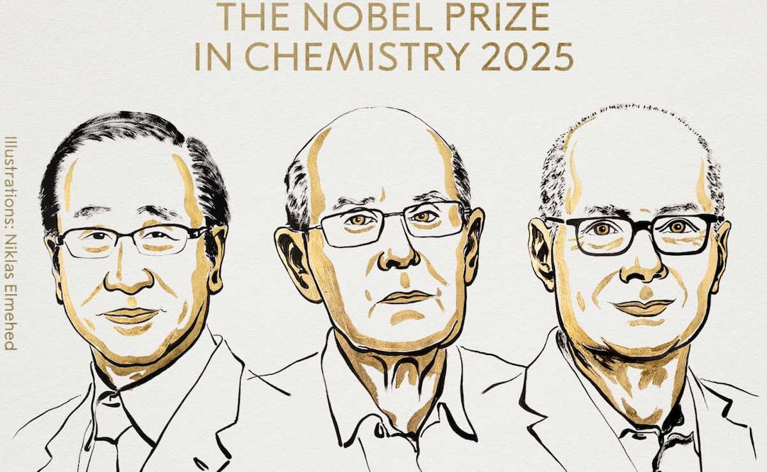 Susumu Kitagawa, Richard Robson y Omar M. Yaghi, ganadores del Premio Nobel de Química 2025. Foto: Facebook @nobelprize