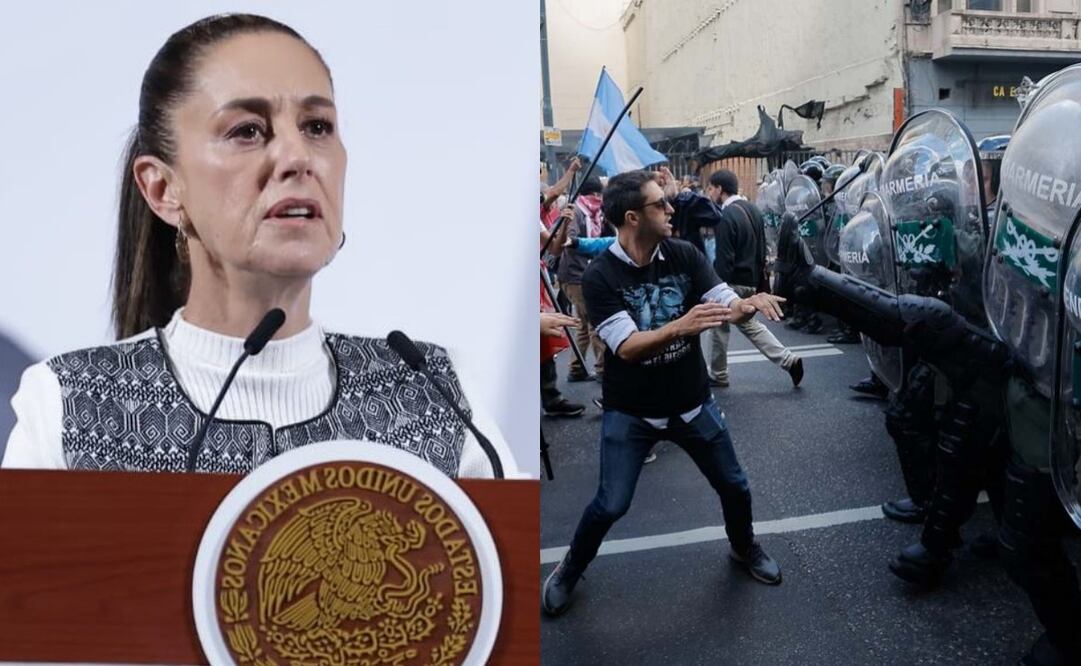 Sheinbaum se pronuncia tras represión a protestas de jubilados en Argentina. Foto: Fernanda Rojas / AFP