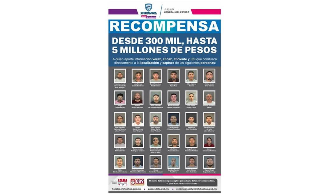 Recompensa por los 30 reos. Foto: Especial