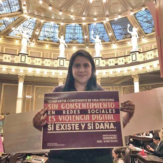 La activista Olimpia Coral Melo, quien impulsó la reforma al Código Penal para que la difusión de packs sea un delito. (CORTESÍA)