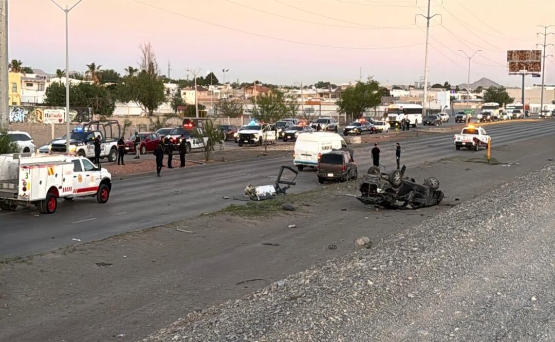 Persecución en Ciudad Juárez termina en volcadura y muerte; entre las víctimas, una agente estatal y un civil. Foto: Especial