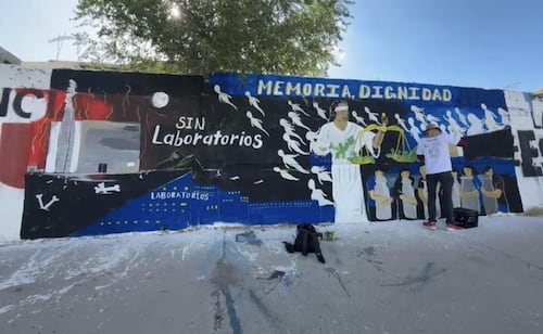 Colectivo pinta mural conmemorativo por los 386 cuerpos hallados en el Crematorio Plenitud de Ciudad Juárez; "buscamos mantener viva su memoria"