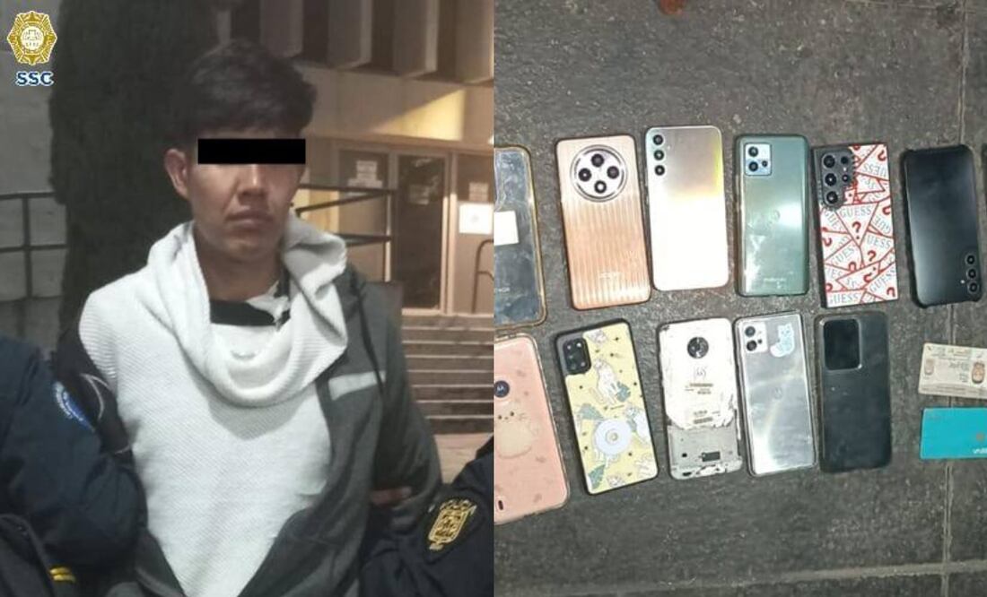 Detienen a sujeto por robo de celulares en Centro Histórico de la CDMX. Foro: SSC