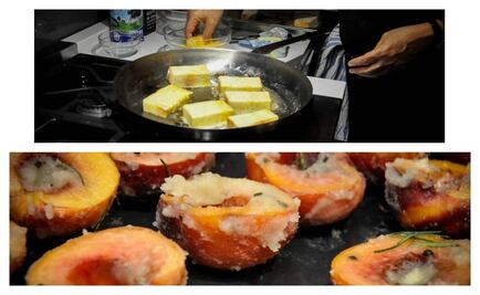 #RECETA Duraznos al horno con pan y rompope 