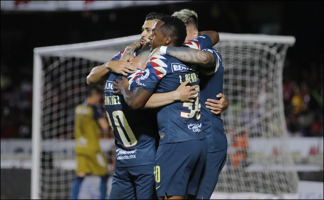 América celebra uno de sus goles ante Veracruz. FOTO: IMAGO7