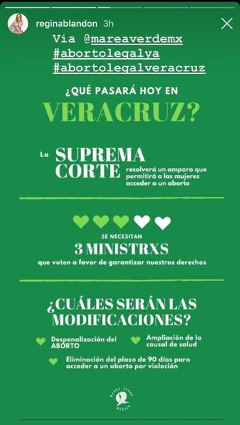 Regina Blandón apoya el aborto legal y pierde seguidores en Instagram