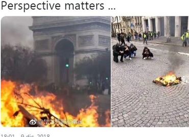 La fotografía falsa sobre los disturbios de los "chalecos amarillos" en Francia