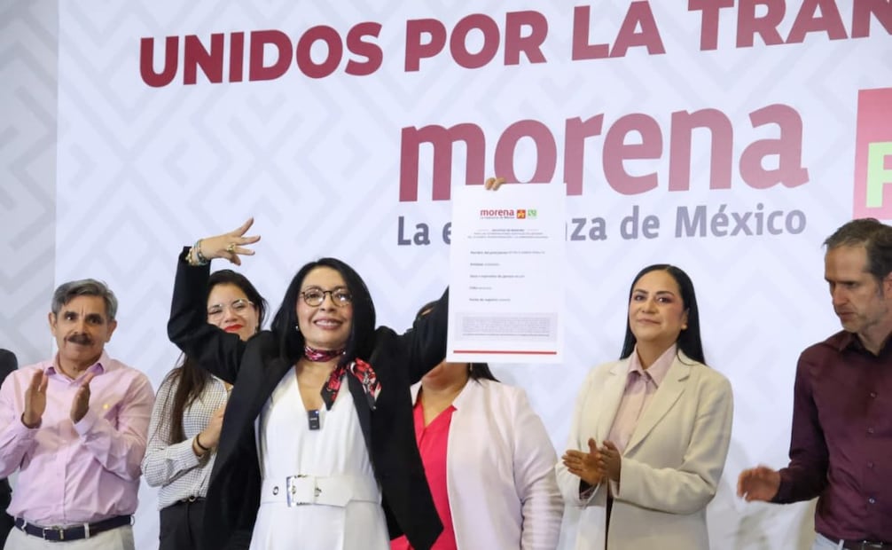 Registro de las aspirantes de Morena, Pablo Amílcar, Esthela Damián, Zeferino Gómez, José Ojeda, Iván Hernández y Rogelio Ortega,así como la aspirante por el Partido Verde, Karen Castrejón del Estado de Guerrero. Foto: Karla Guerrero / EL UNIVERSAL
