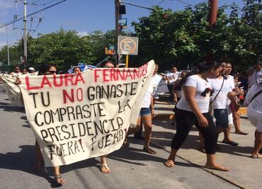 Protestan en Puerto Morelos contra virtual alcaldesa del PRI