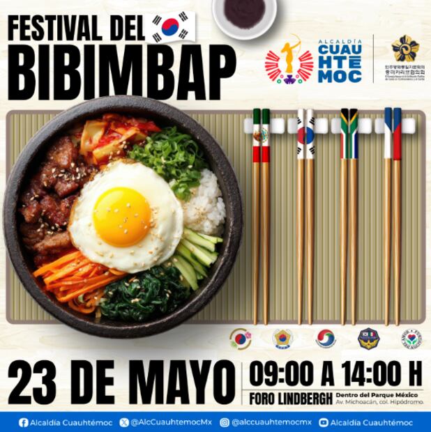 El Festival del Bibimbap se realizará en la alcaldía Cuauhtémoc. Foto: Ig @alccuauhtemocmx