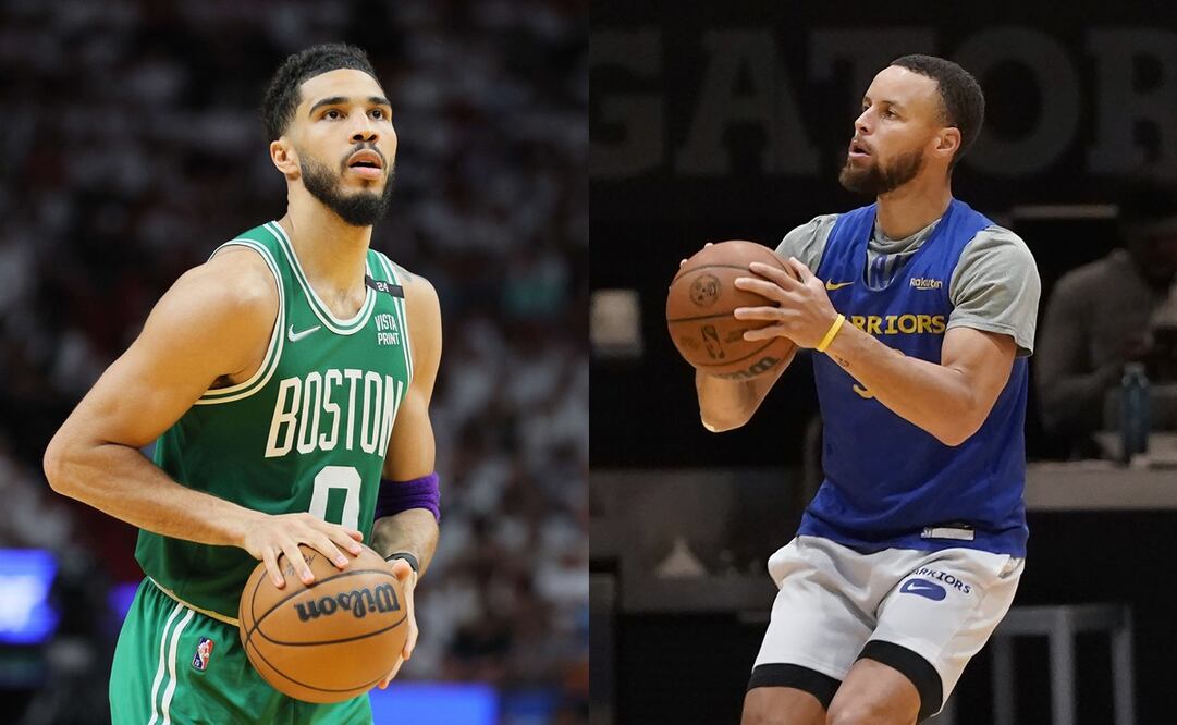 Jayson Tatum de los Celtics y Stephen Curry de los Warriors - FOTO: Especial
