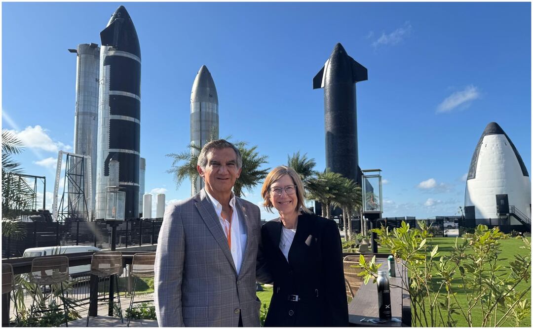 Gobernador de Tamaulipas y Kathy Lueders, líder de la empresa Starbase (9/11/2024). Foto: Especial