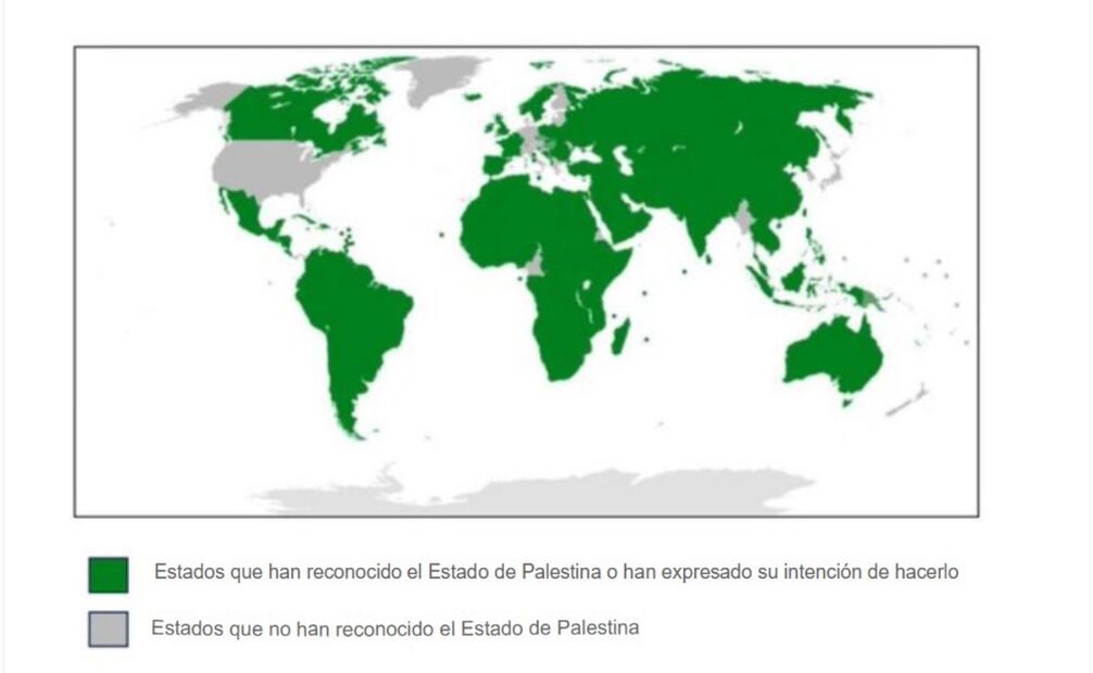 Países que reconocen a Palestina como Estado. Foto: X @Palestine_UN