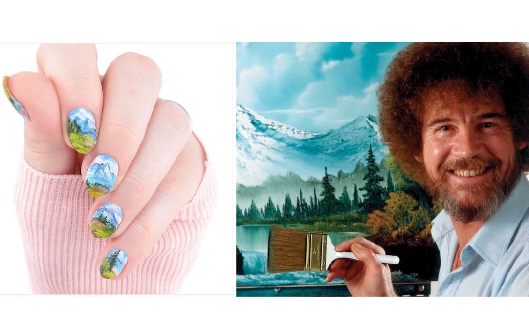 Que tus uñas sean un lienzo para pintar paisajes, como los que hacía Bob Ross. Fotos: Instagram y Archivo EL UNIVERSAL