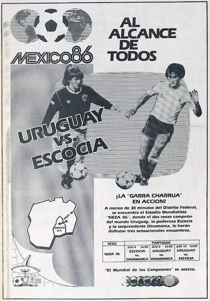 Anuncio para fomentar la asistencia al Neza 86. Se calculó que, del Centro de Prensa Internacional al estadio mexiquense había 22 kilómetros de distancia; 19 de la zona hotelera y 11 del Aeropuerto Internacional. Foto: Hemeroteca EL UNIVERSAL.