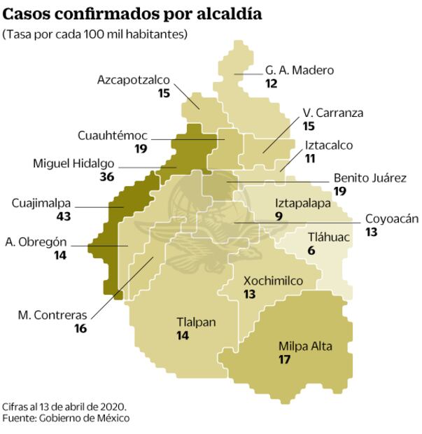 Los contagios de coronavirus en CDMX, alcaldía por alcaldía