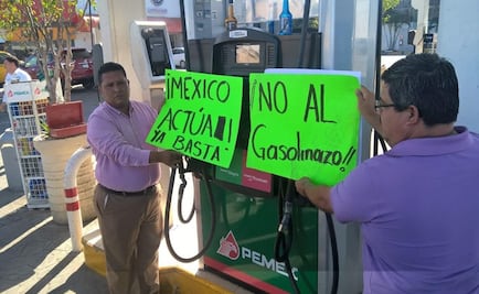 Decenas de ciudadanos protestan en gasolineras de Tamaulipas