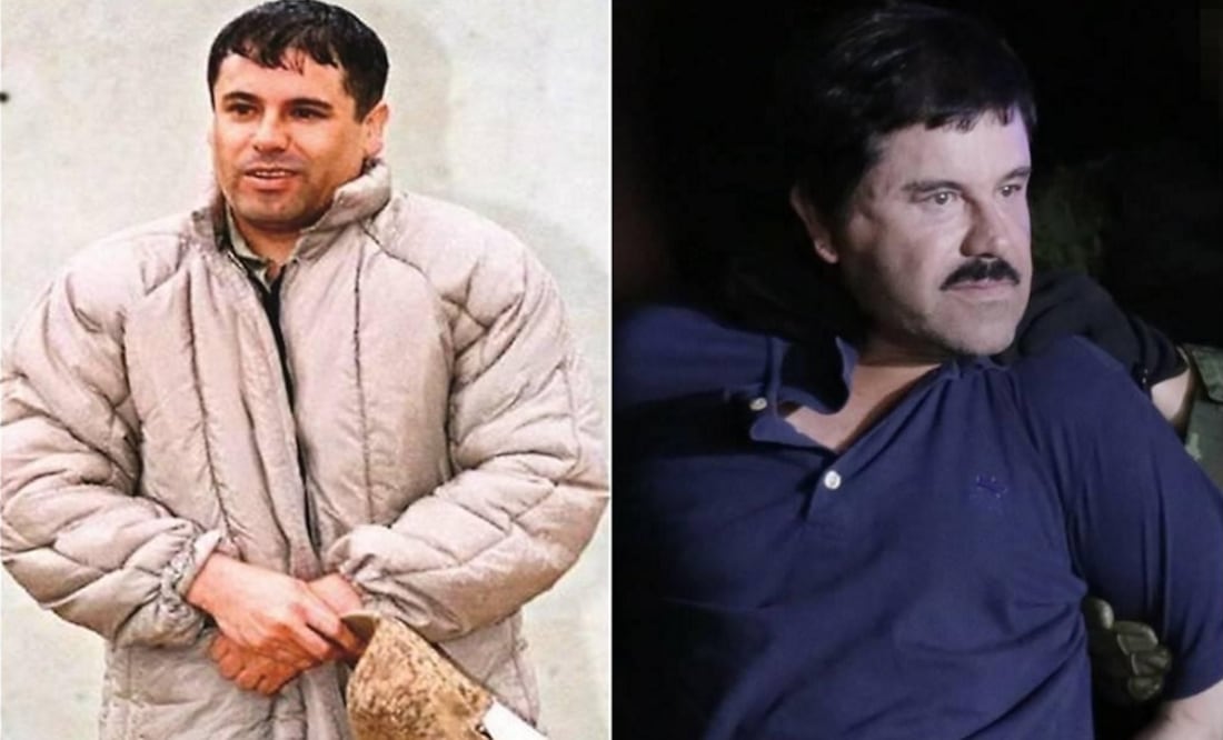 Joaquín “El Chapo” Guzmán (left) is seen in 1993 when he was imprisoned at the Puente Grande correctional facility. The image on the right was taken after his recapture in January 2016. (Photo: Archive / El Universal)