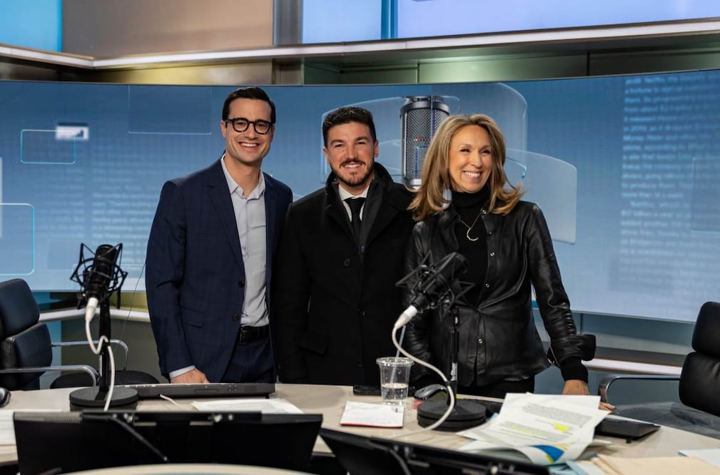 El gobernador de Nuevo León, Samuel García Sepúlveda, durante la entrevista desde el estudio Interactive Brokers de Bloomberg, en la ciudad de Nueva York