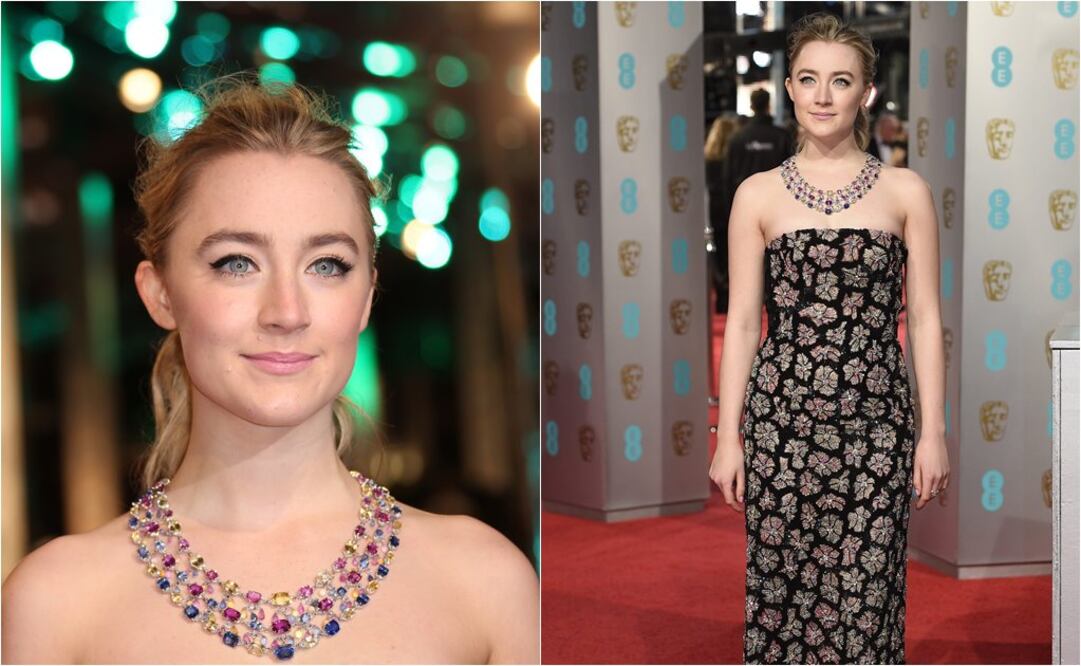 Saoirse Ronan, protagonista de la cinta "Brooklyn", fue una de las primeras figuras en desfilar por la alfombra roja de los Premios BAFTA 2016. Portó un vestido de Burberry  Foto: AP Y EFE