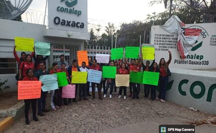 Protestan trabajadores del Conalep en Oaxaca; exigen pago de prestaciones y contratación de personal