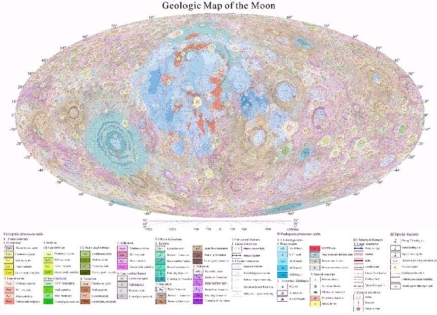 Publican nuevo mapa geológico de la Luna, el más detallado hasta ahora 