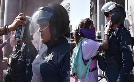 8M: Feministas enfrentan y rocían pintura a policías, después se disculpan y las limpian: "Ellas también son mujeres", dicen