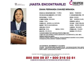 Buscan a Diana Fernanda de 17 años, desapareció hace tres días tras salir de su casa en Tlalnepantla