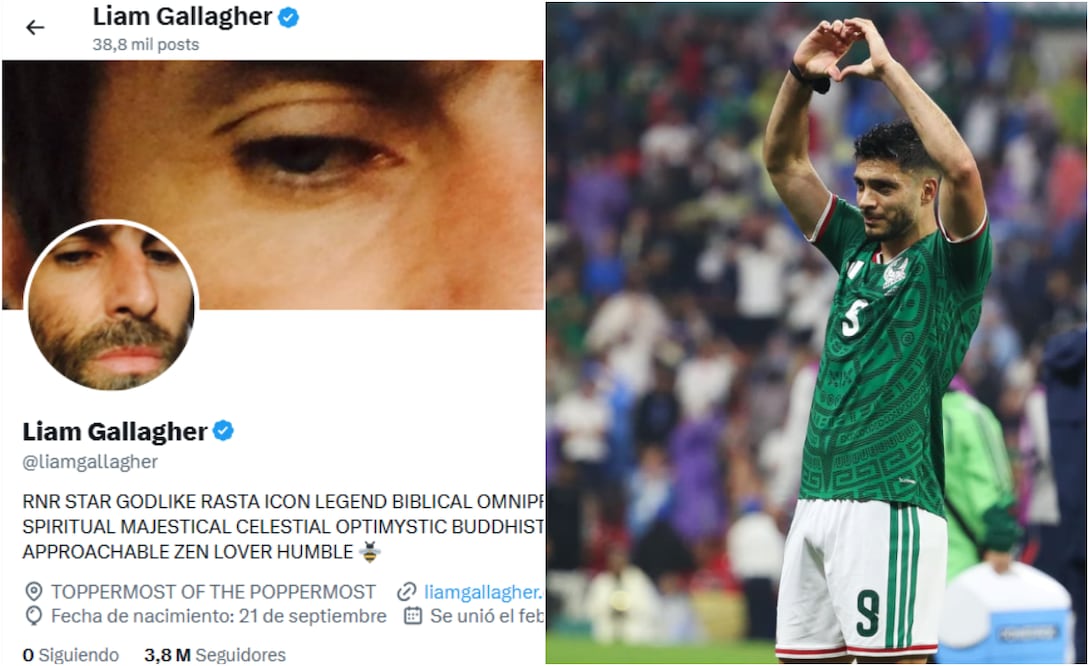 Liam Gallagher celebra que la selección de Inglaterra pasara a cuartos de final, eliminado a México de la Copa Mundial 2026.
Fotos: X, captura de pantalla y Carlos Odín / EL UNIVERSAL