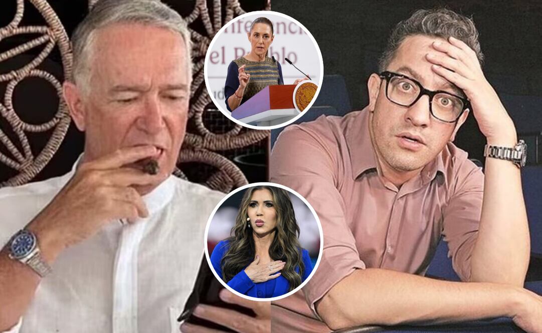 Salinas Pliego y Chumel Torres reaccionan a acusaciones de la secretaria de Seguridad de EU contra Sheinbaum. Foto: Archivo / EL UNIVERSAL  y redes sociales