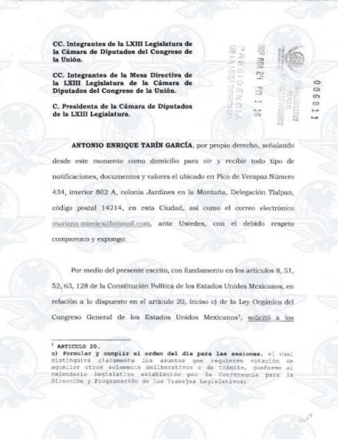 Antonio Tarín reitera petición de protesta en San Lázaro
