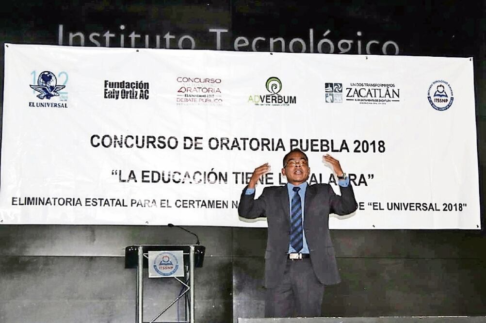 Édgar Gonzaga Galván, de 23 años, obtuvo el primer lugar de la eliminatoria estatal del Concurso Nacional de Oratoria de EL UNIVERSAL.