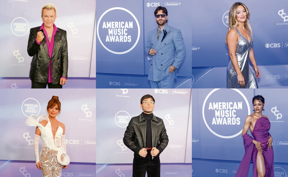 Billy Idol fue homenajeado con el Lifetime Achievement Award.
Maluma estrenó look en los AMAs, donde además cantó.
Hilary Duff apareció de plateado en su regreso a la música.
Tras recorrer la alfombra, Paula Abdul anunció un premio.
Como pocas veces, Tito Double P posó a su llegada al evento.
Teyana Taylor acudió orgullosa ante su primera nominación.
Fotos: AFP y EFE