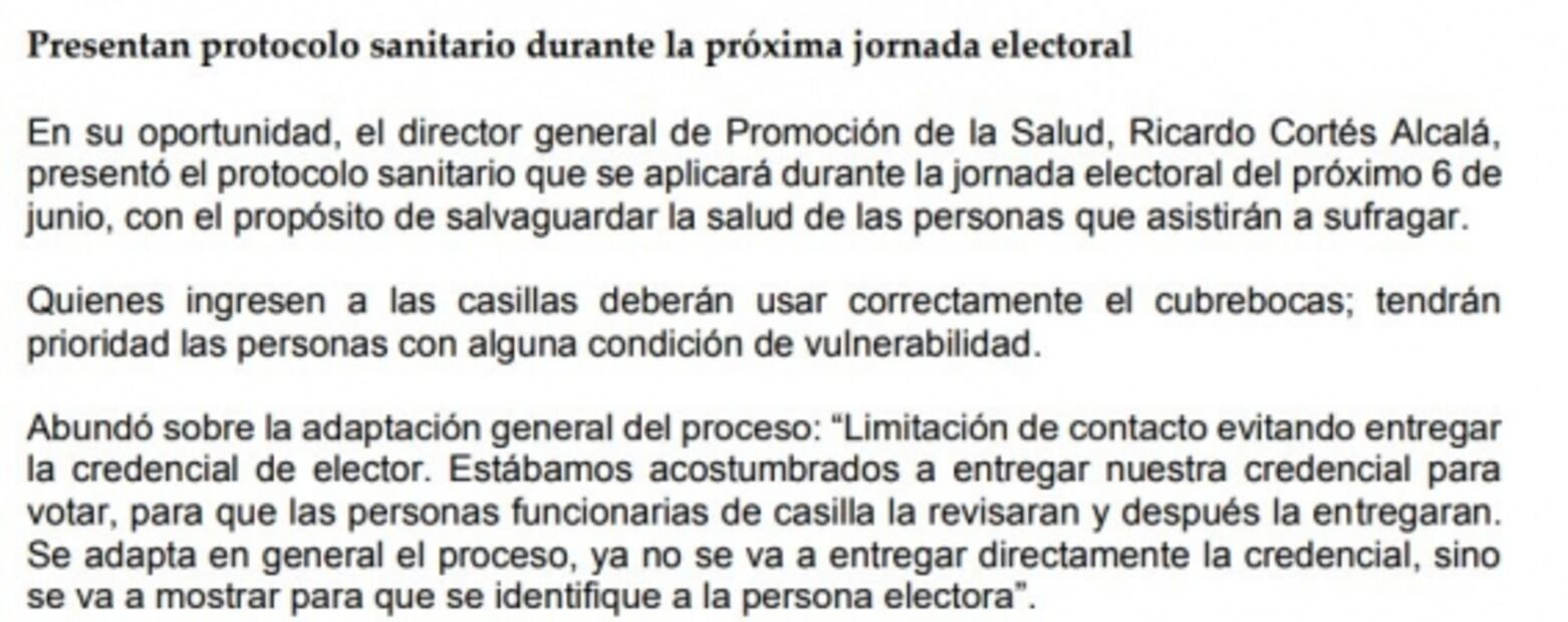 Mostrar, no entregar credencial de elector, corrige Salud en protocolo para elecciones