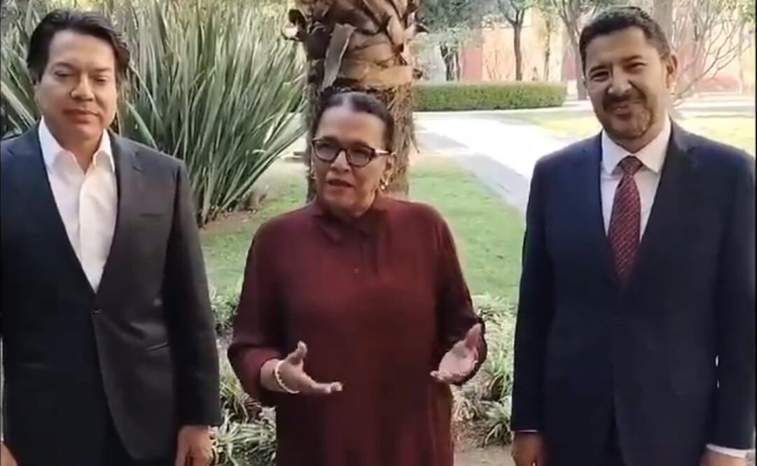 Mario Delgado, Rosa Icela Rodríguez y Martí Batres. Foto: Captura de Pantalla