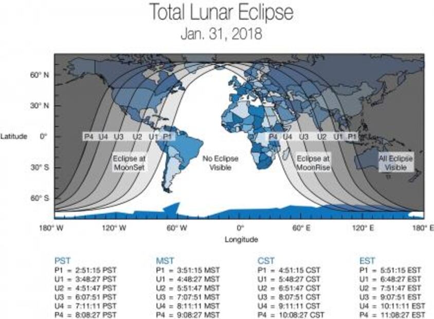 Mapa. ¿Dónde se verá la superluna azul de sangre mañana?