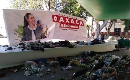 Trabajadores de recolección arrojan basura en evento de Morena a favor de Sheinbaum  