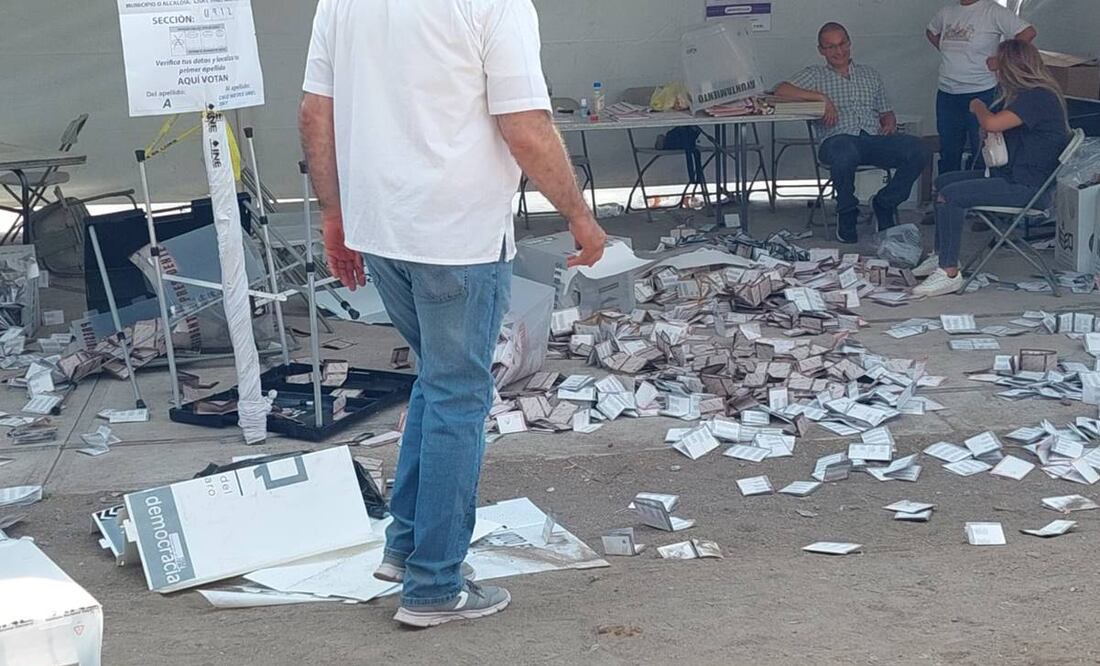 Sujetos desconocidos vandalizaron dos casillas en el municipio de San Juan del Río, Querétaro. Foto: especial